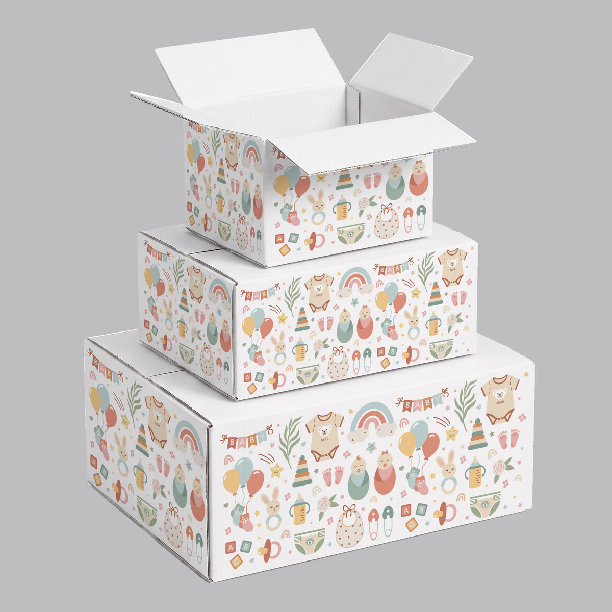 Baby Shower Boho Elements Printed Theme Shipping Box - 1 Pack (25 Pieces)