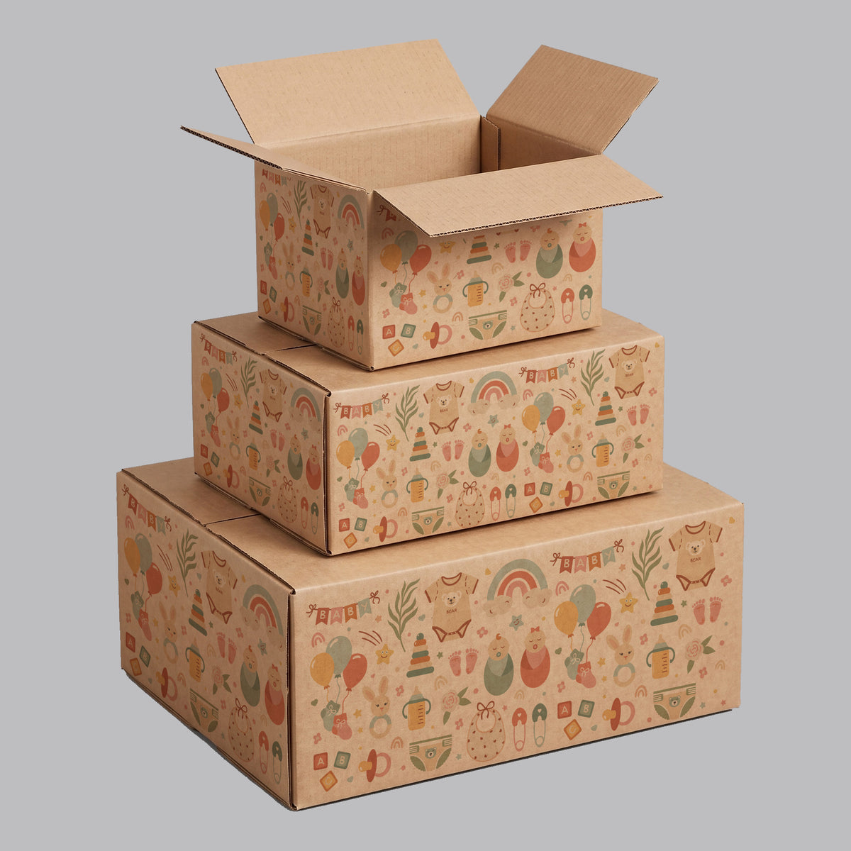 Baby Shower Boho Elements Printed Theme Shipping Box - 1 Pack (25 Pieces)