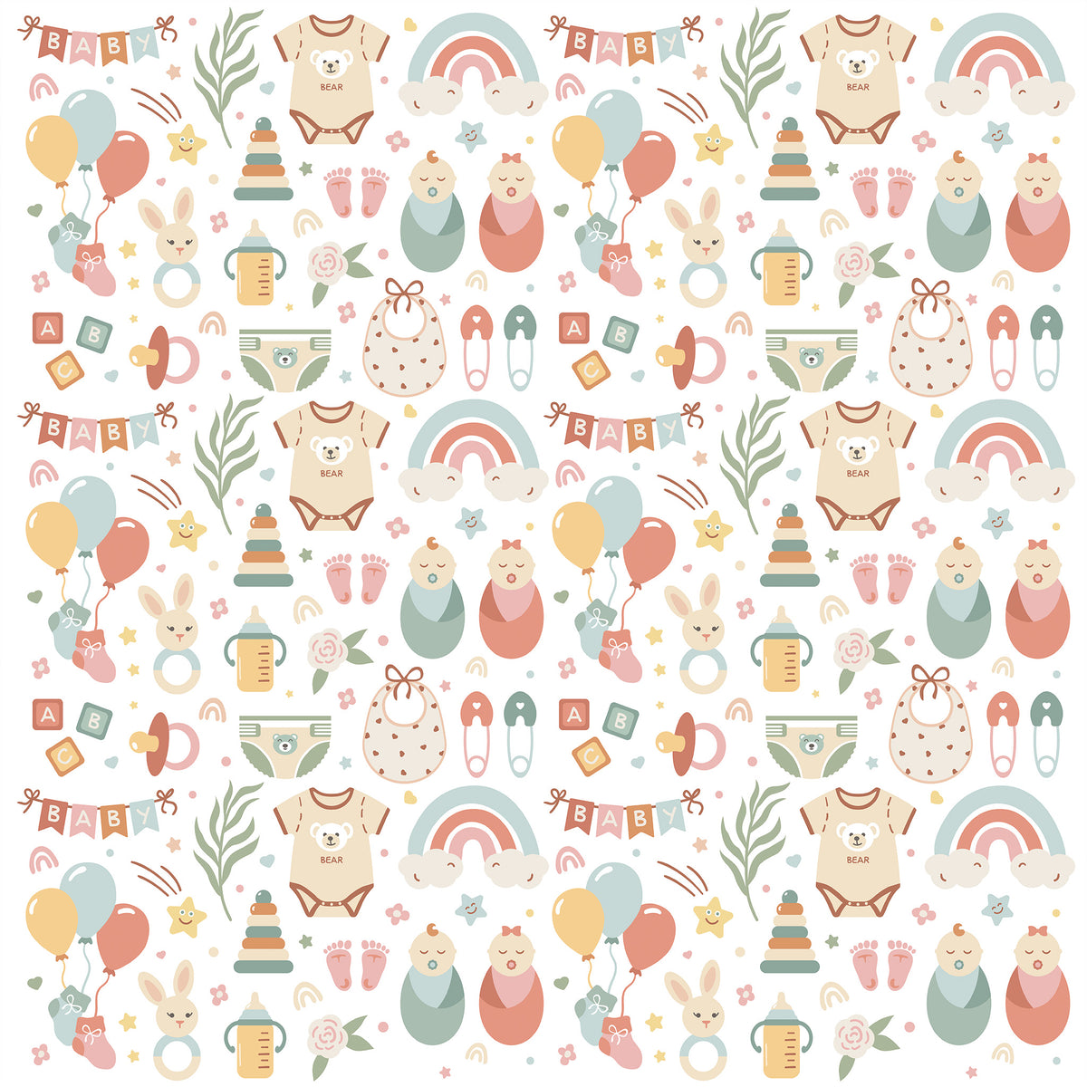 Baby Shower Boho Elements Printed Theme Shipping Box - 1 Pack (25 Pieces)