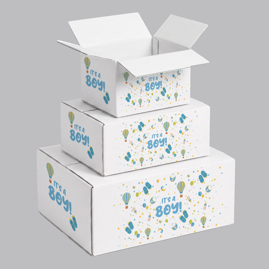 Baby Shower Its A Boy Printed Theme Shipping Box - 1 Pack (25 Pieces)