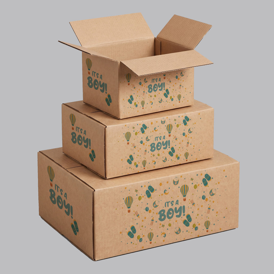 Baby Shower Its A Boy Printed Theme Shipping Box - 1 Pack (25 Pieces)