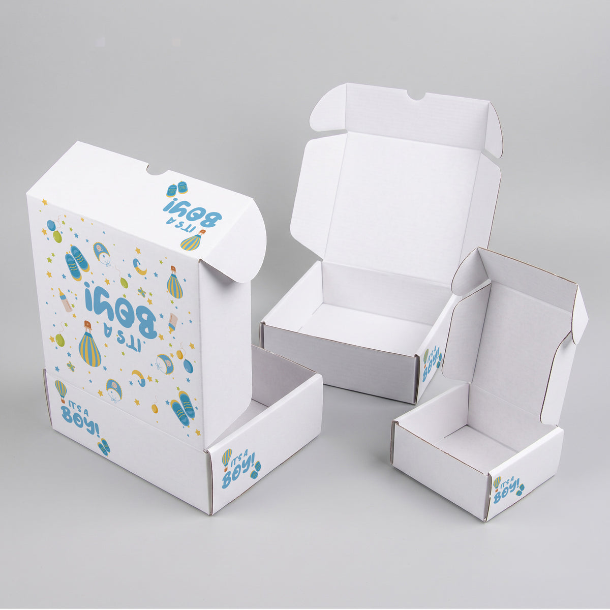Baby Shower Its A Boy Printed Theme Mailer Box - 1 Pack (25 Pieces)