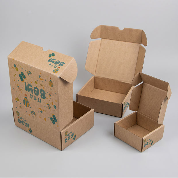 Baby Shower Its A Boy Printed Theme Mailer Box - 1 Pack (25 Pieces)