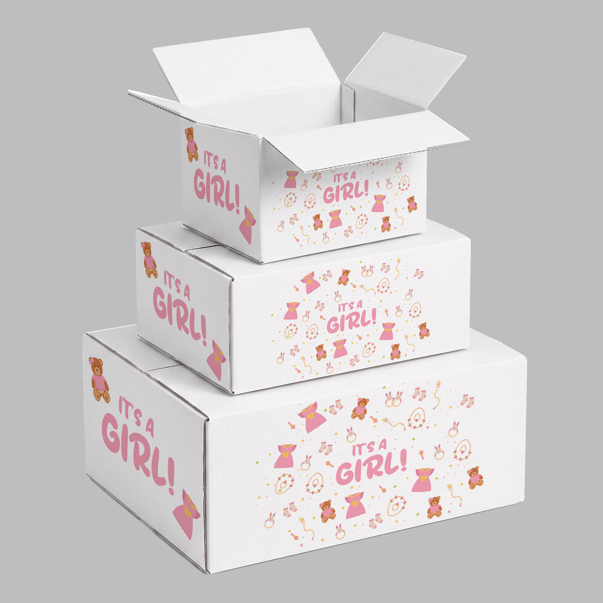 Baby Shower Its A Girl Printed Theme Shipping Box - 1 Pack (25 Pieces)
