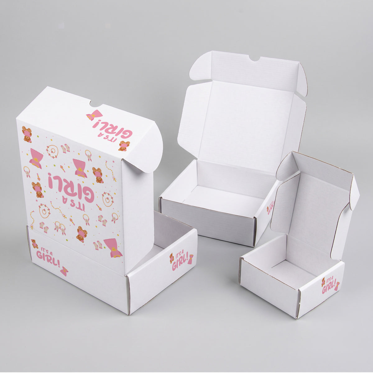 Baby Shower Its A Girl Printed Theme Mailer Box - 1 Pack (25 Pieces)