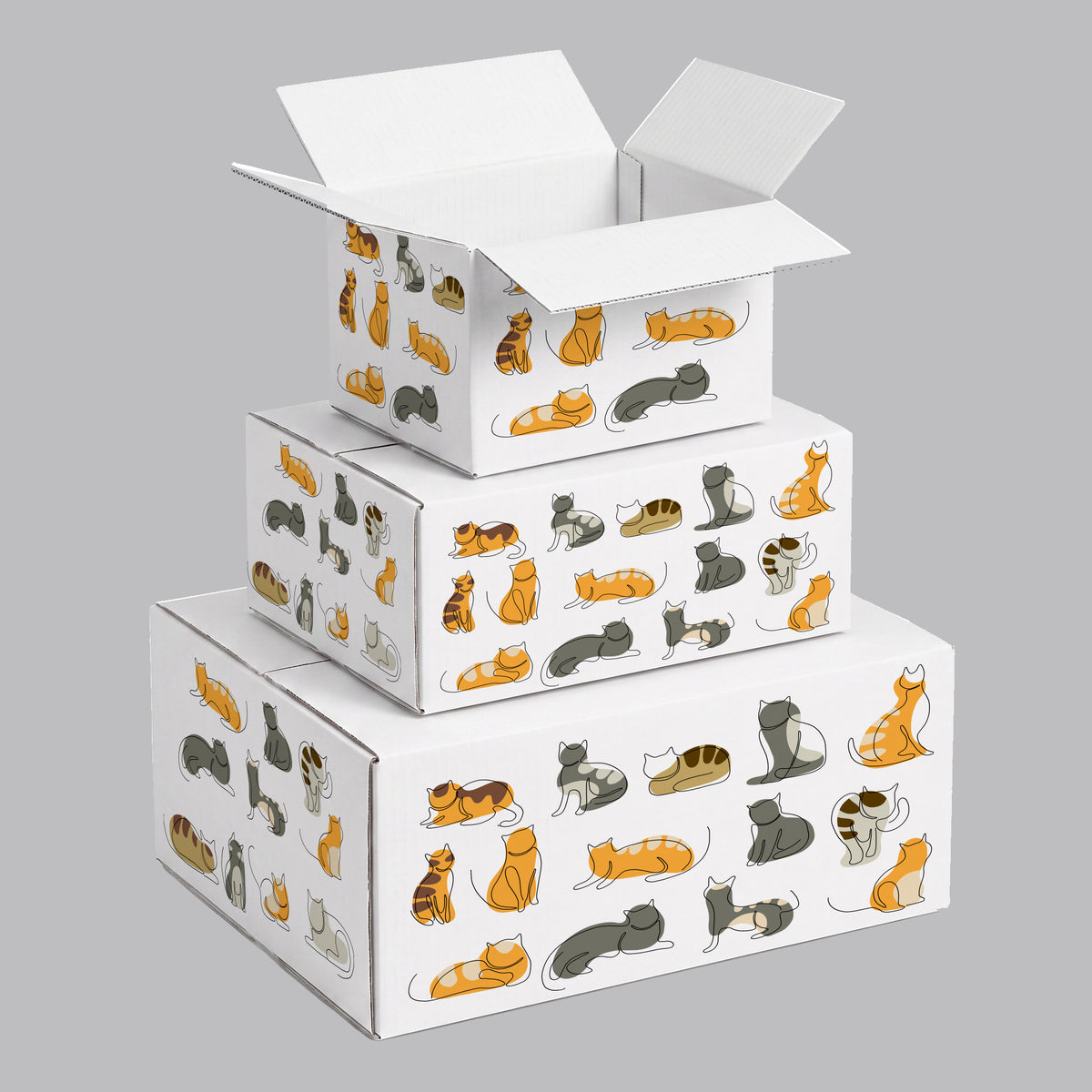 Animal Cat Illustrations Printed Theme Shipping Box - 1 Pack (25 Pieces)