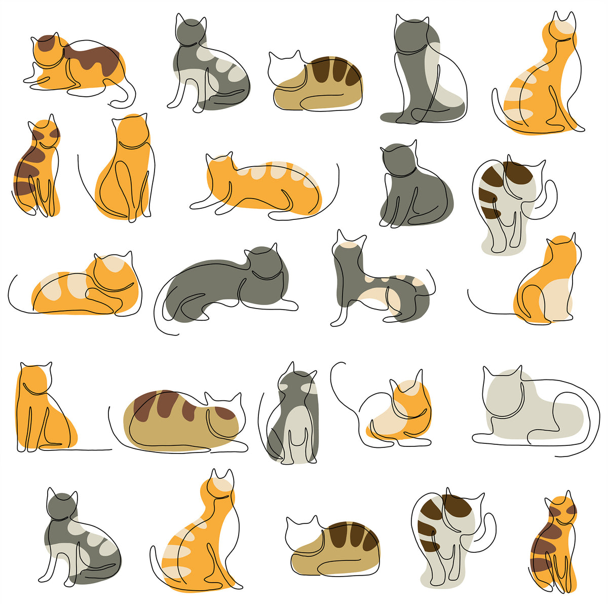Animal Cat Illustrations  Printed Theme Mailer Box - 1 Pack (25 Pieces)