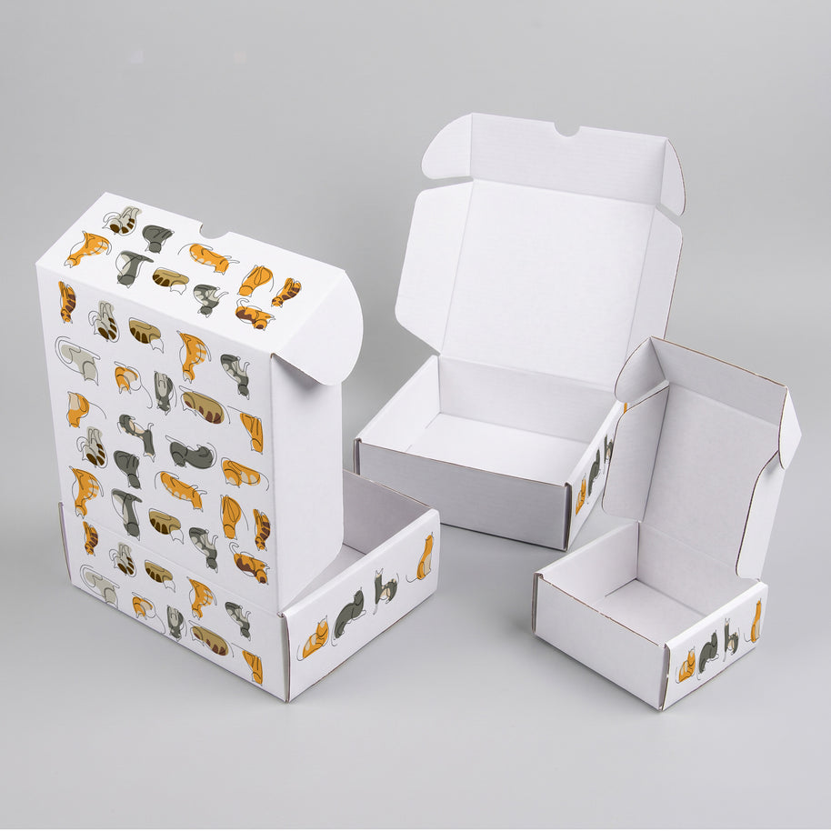 Animal Cat Illustrations  Printed Theme Mailer Box - 1 Pack (25 Pieces)