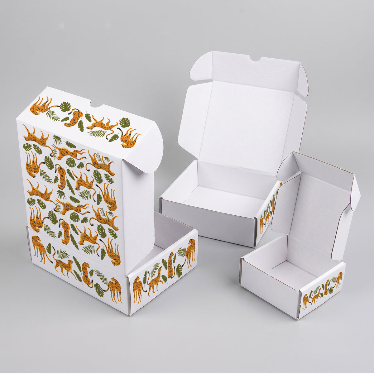 Animal Cheetah and Tropical Plants Printed Theme Mailer Box - 1 Pack (25 Pieces)