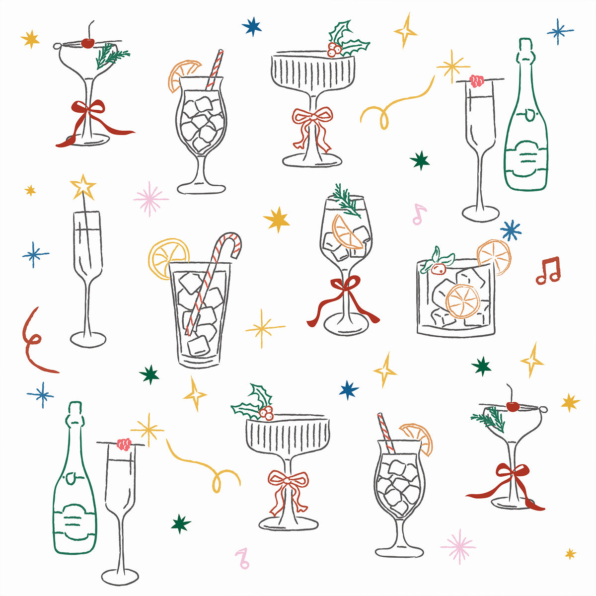 Christmas Drinks and Cocktails Printed Theme Mailer Box - 1 Pack (25 Pieces)