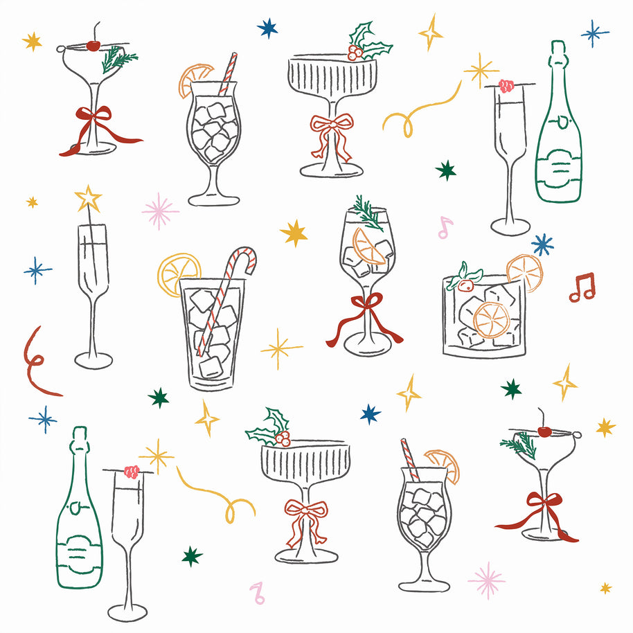 Christmas Drinks and Cocktails Printed Theme Shipping Box - 1 Pack (25 Pieces)