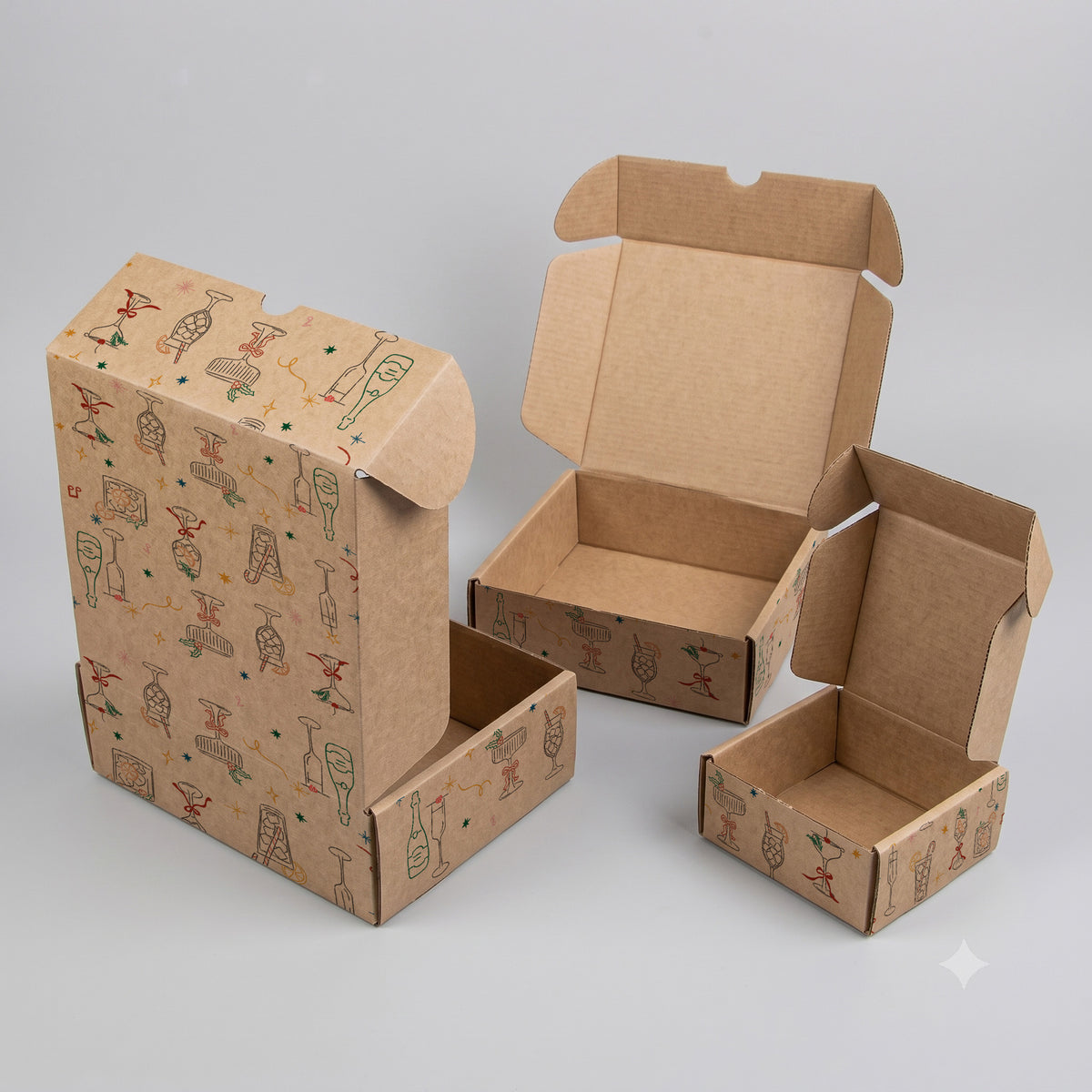Christmas Drinks and Cocktails Printed Theme Mailer Box - 1 Pack (25 Pieces)