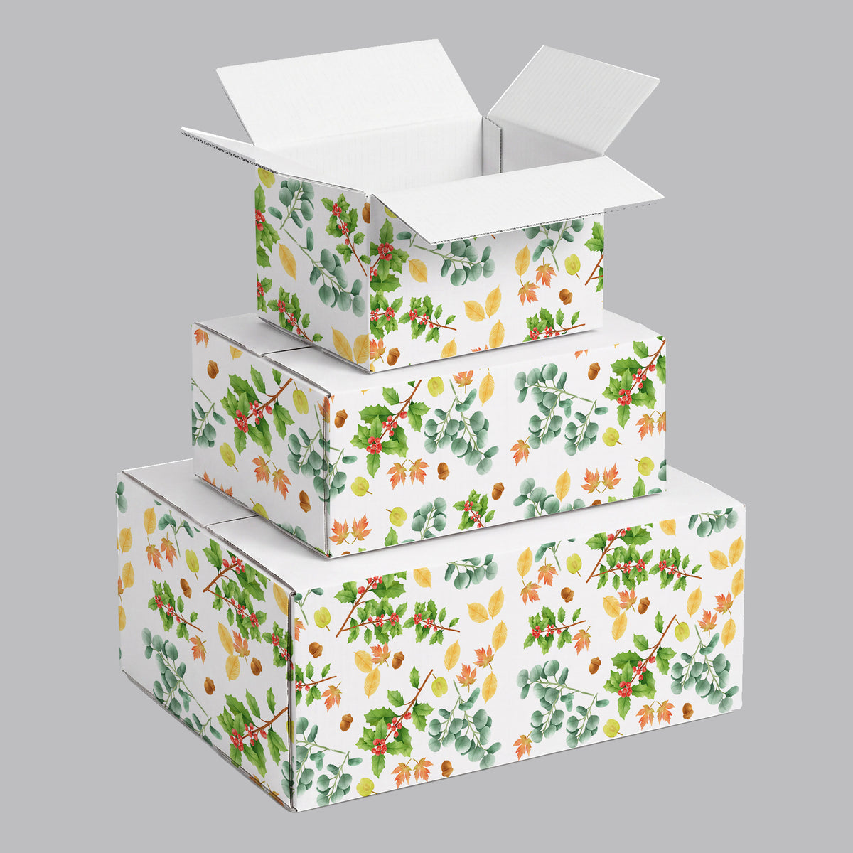 Christmas Foliage Printed Theme Shipping Box - 1 Pack (25 Pieces)