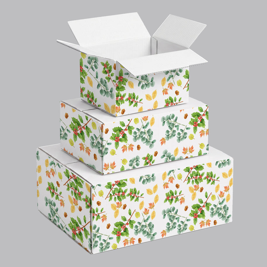 Christmas Foliage Printed Theme Shipping Box - 1 Pack (25 Pieces)