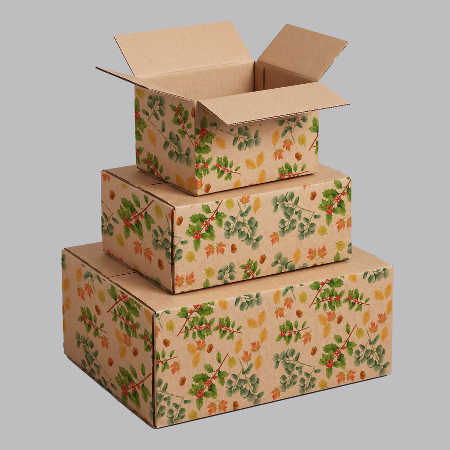 Christmas Foliage Printed Theme Shipping Box - 1 Pack (25 Pieces)