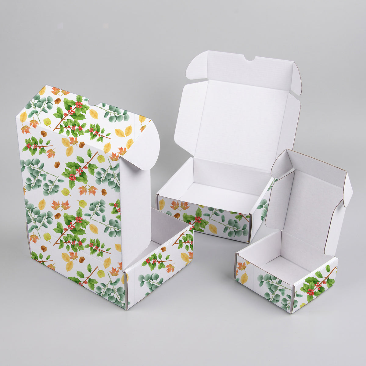 Christmas Foliage Printed Theme Mailer Box - 1 Pack (25 Pieces)