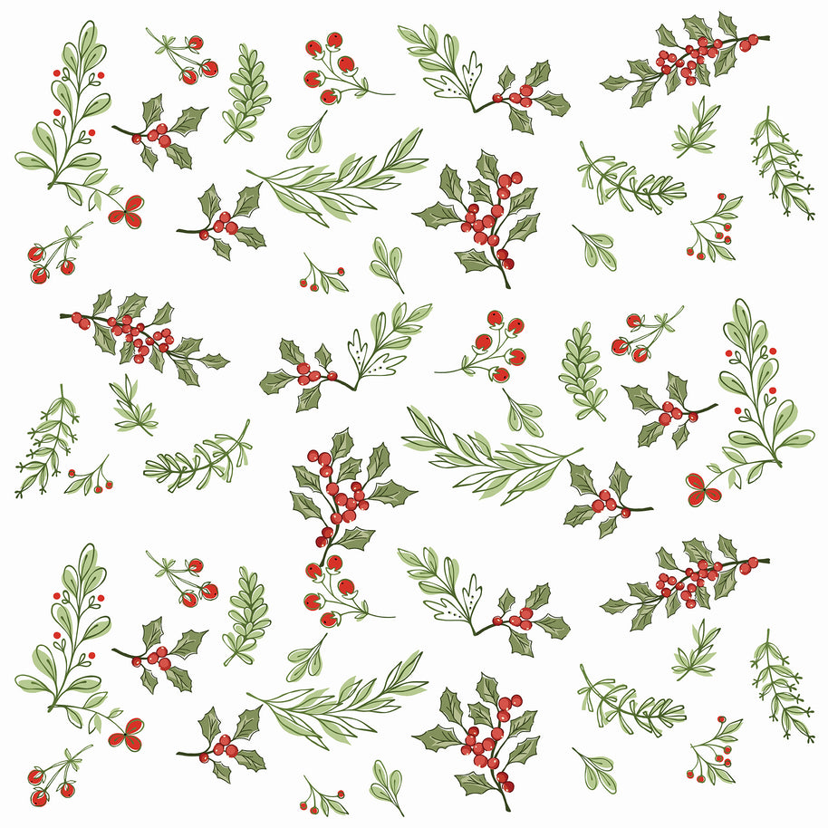 Christmas Holly Berries and Greens Printed Theme Mailer Box - 1 Pack (25 Pieces)