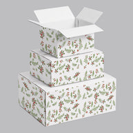 Christmas Holly Berries and Greens Printed Theme Shipping Box - 1 Pack (25 Pieces)