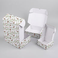 Christmas Holly Berries and Greens Printed Theme Mailer Box - 1 Pack (25 Pieces)