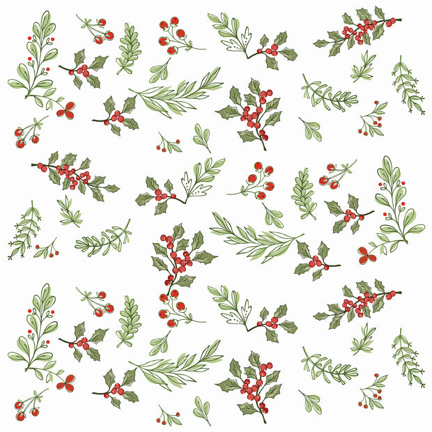 Christmas Holly Berries and Greens Printed Theme Shipping Box - 1 Pack (25 Pieces)
