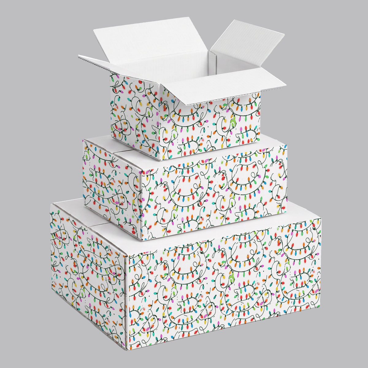 Christmas Lights Printed Theme Shipping Box - 1 Pack (25 Pieces)