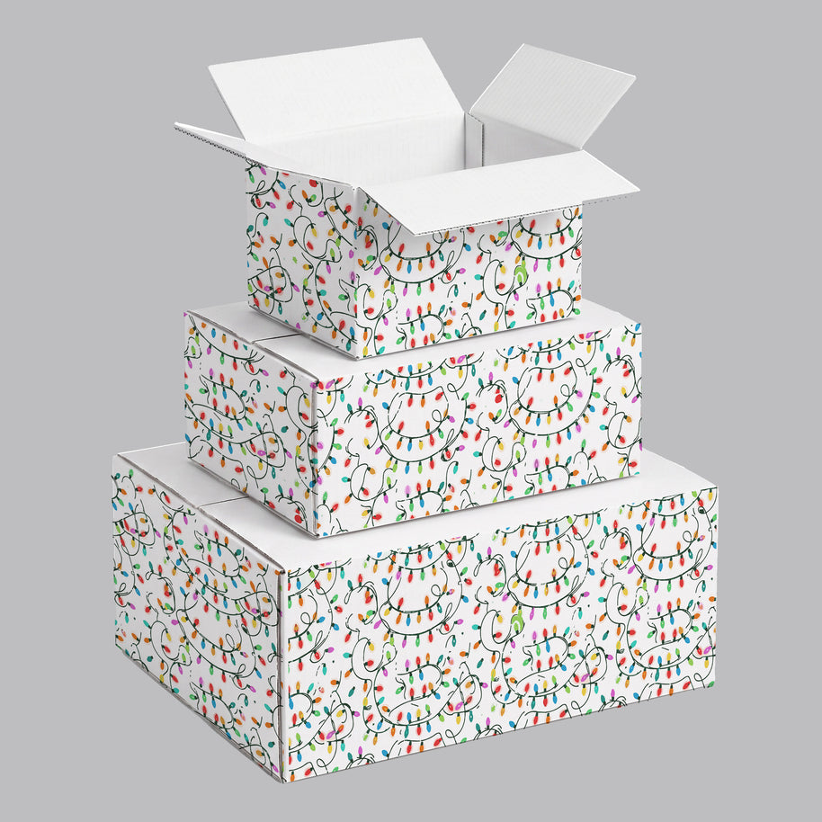 Christmas Lights Printed Theme Shipping Box - 1 Pack (25 Pieces)