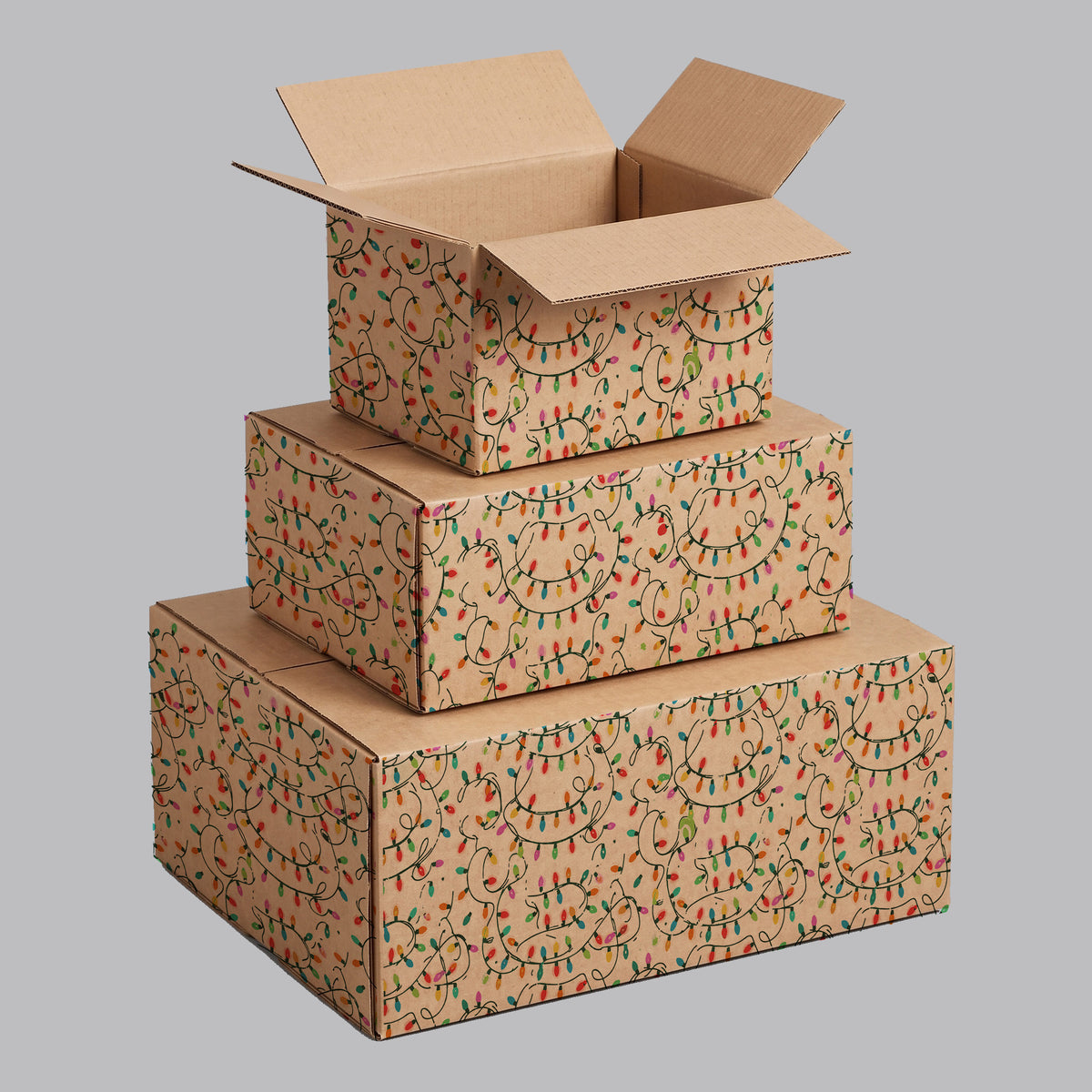 Christmas Lights Printed Theme Shipping Box - 1 Pack (25 Pieces)