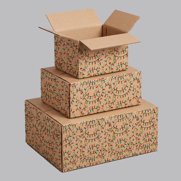 Christmas Lights Printed Theme Shipping Box - 1 Pack (25 Pieces)