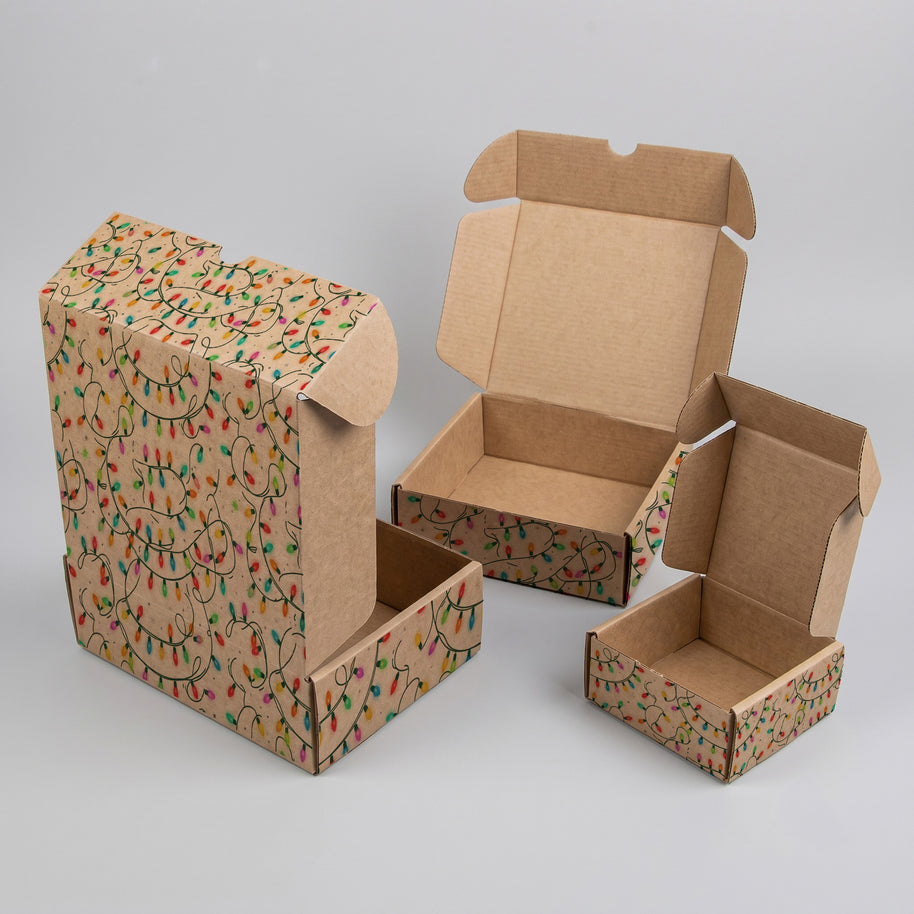 Christmas Lights Printed Theme Mailer Box - 1 Pack (25 Pieces)