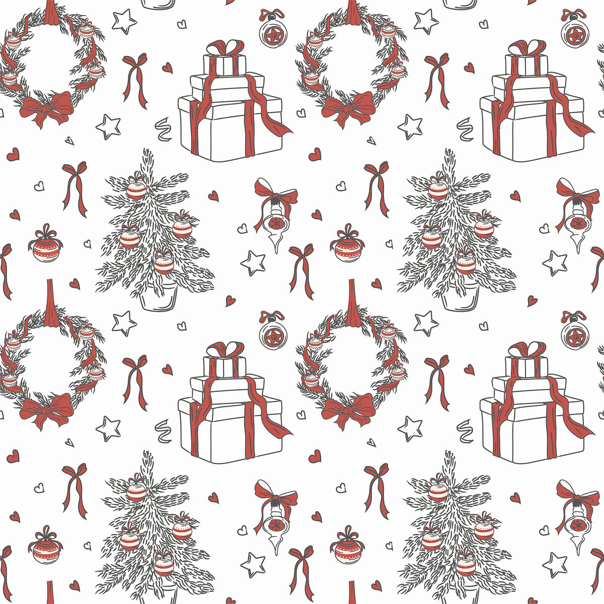 Christmas Minimalist Sketch Printed Theme Mailer Box - 1 Pack (25 Pieces)