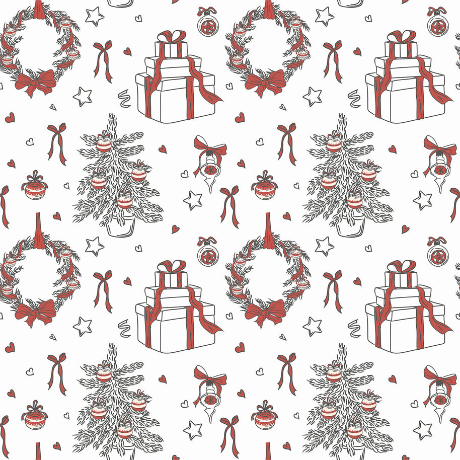 Christmas Minimalist Sketch Printed Theme Mailer Box - 1 Pack (25 Pieces)