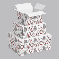 Christmas Minimalist Sketch Printed Theme Shipping Box - 1 Pack (25 Pieces)