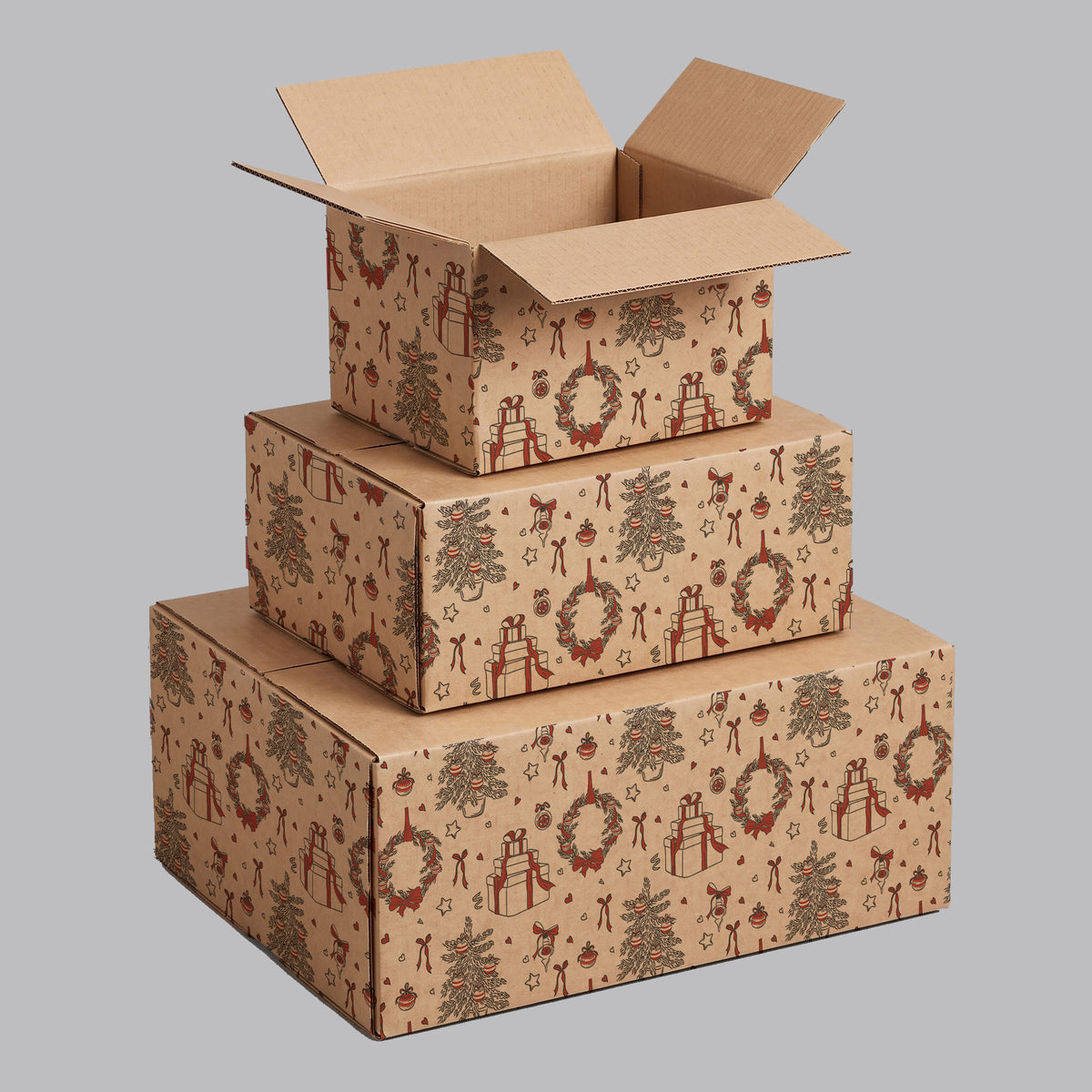 Christmas Minimalist Sketch Printed Theme Shipping Box - 1 Pack (25 Pieces)
