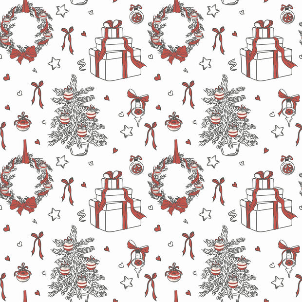 Christmas Minimalist Sketch Printed Theme Shipping Box - 1 Pack (25 Pieces)