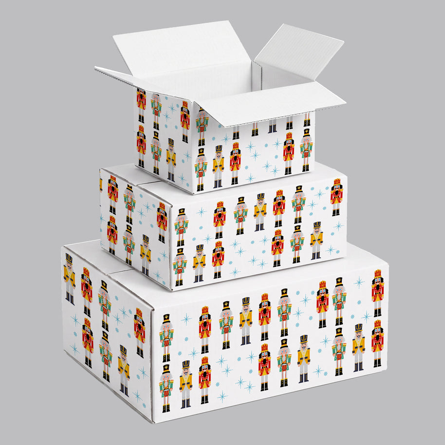 Christmas Nutcrackers and Snow Printed Theme Shipping Box - 1 Pack (25 Pieces)
