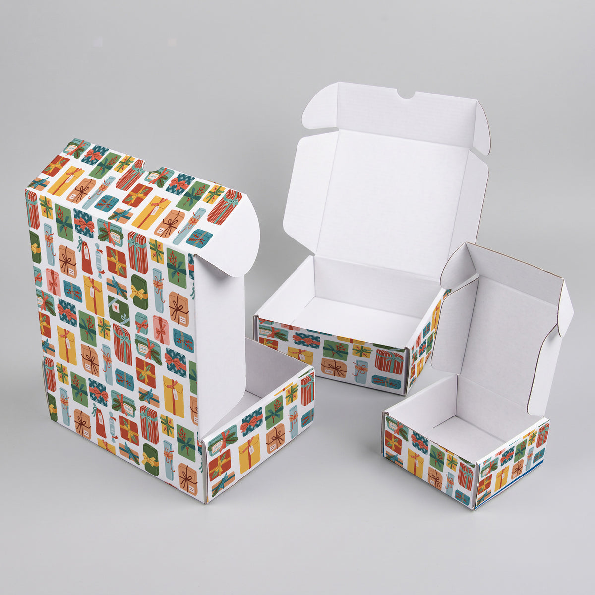 Christmas Presents Printed Theme Mailer Box - 1 Pack (25 Pieces)