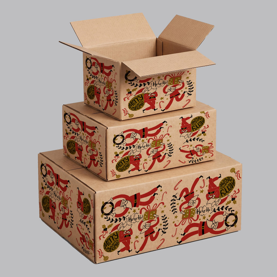 Christmas Santa Printed Theme Shipping Box - 1 Pack (25 Pieces)
