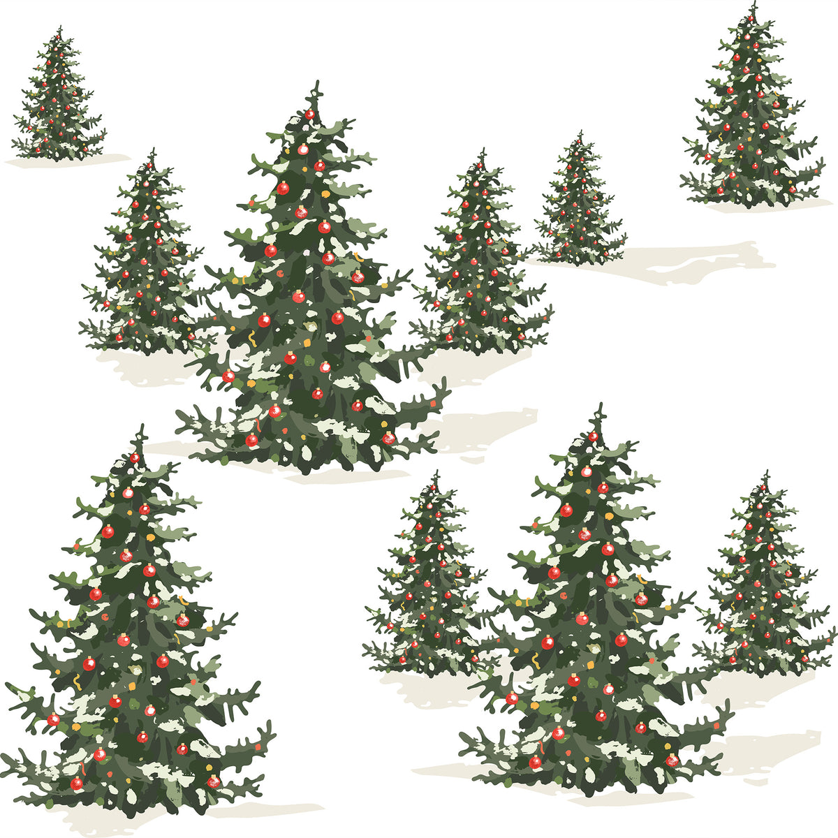 Christmas Trees Printed Theme Mailer Box - 1 Pack (25 Pieces)