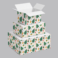 Christmas Trees, Candy & Presents Printed Theme Shipping Box - 1 Pack (25 Pieces)