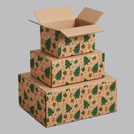 Christmas Trees, Candy & Presents Printed Theme Shipping Box - 1 Pack (25 Pieces)