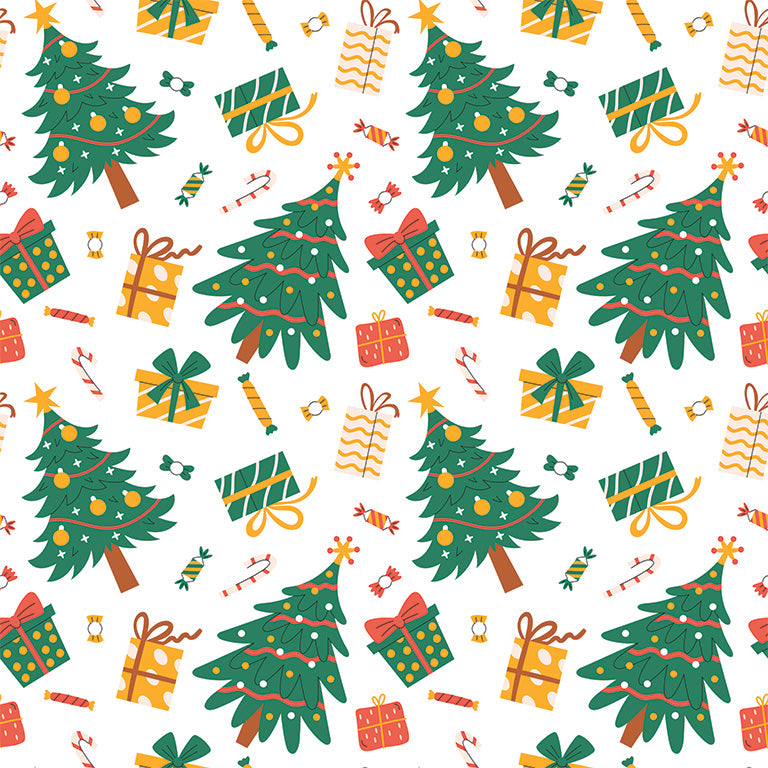 Christmas Trees, Candy & Presents Printed Theme Mailer Box - 1 Pack (25 Pieces)