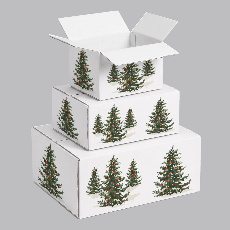 Christmas Trees Printed Theme Shipping Box - 1 Pack (25 Pieces)