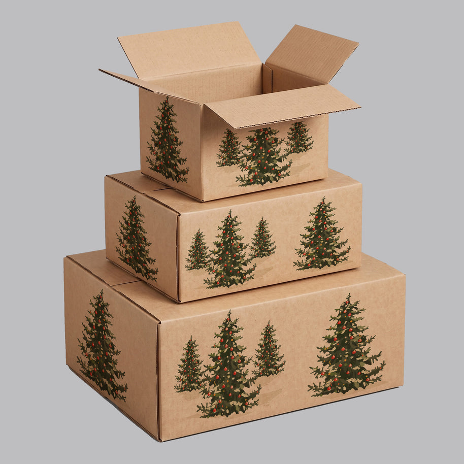 Christmas Trees Printed Theme Shipping Box - 1 Pack (25 Pieces)