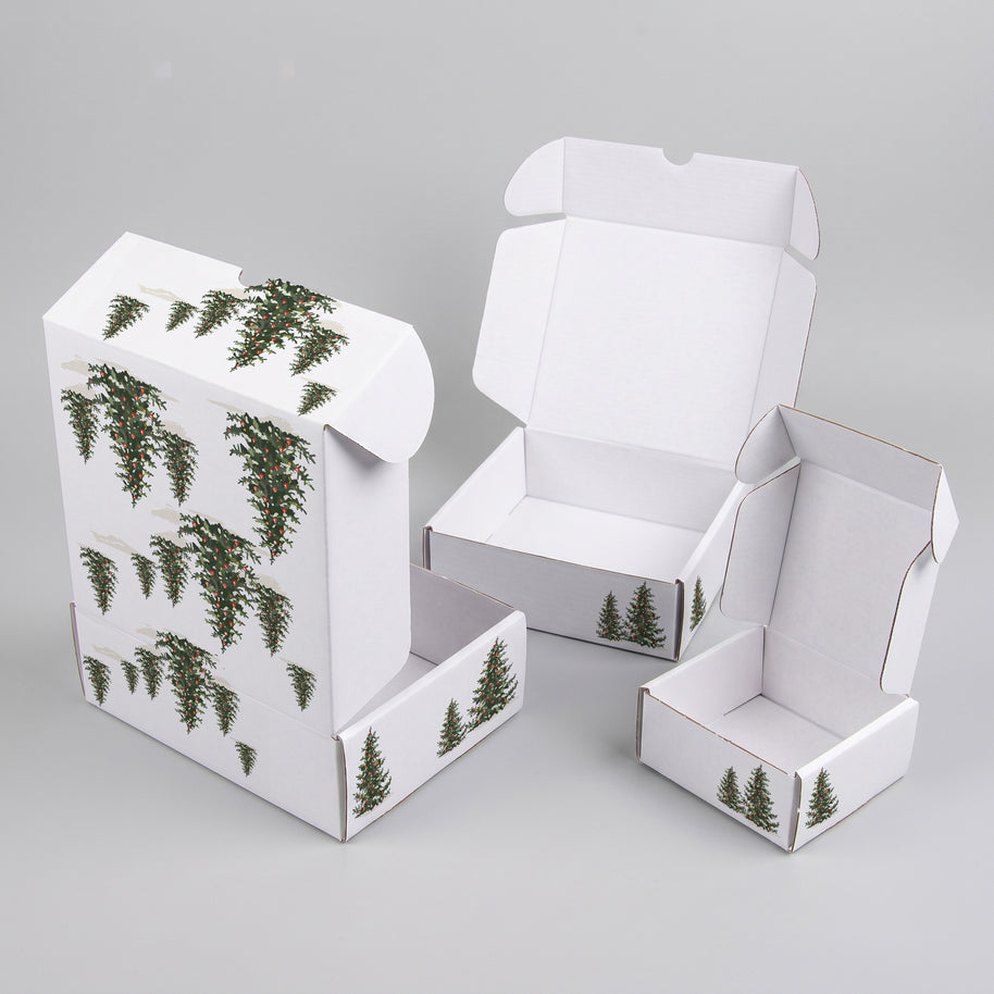 Christmas Trees Printed Theme Mailer Box - 1 Pack (25 Pieces)