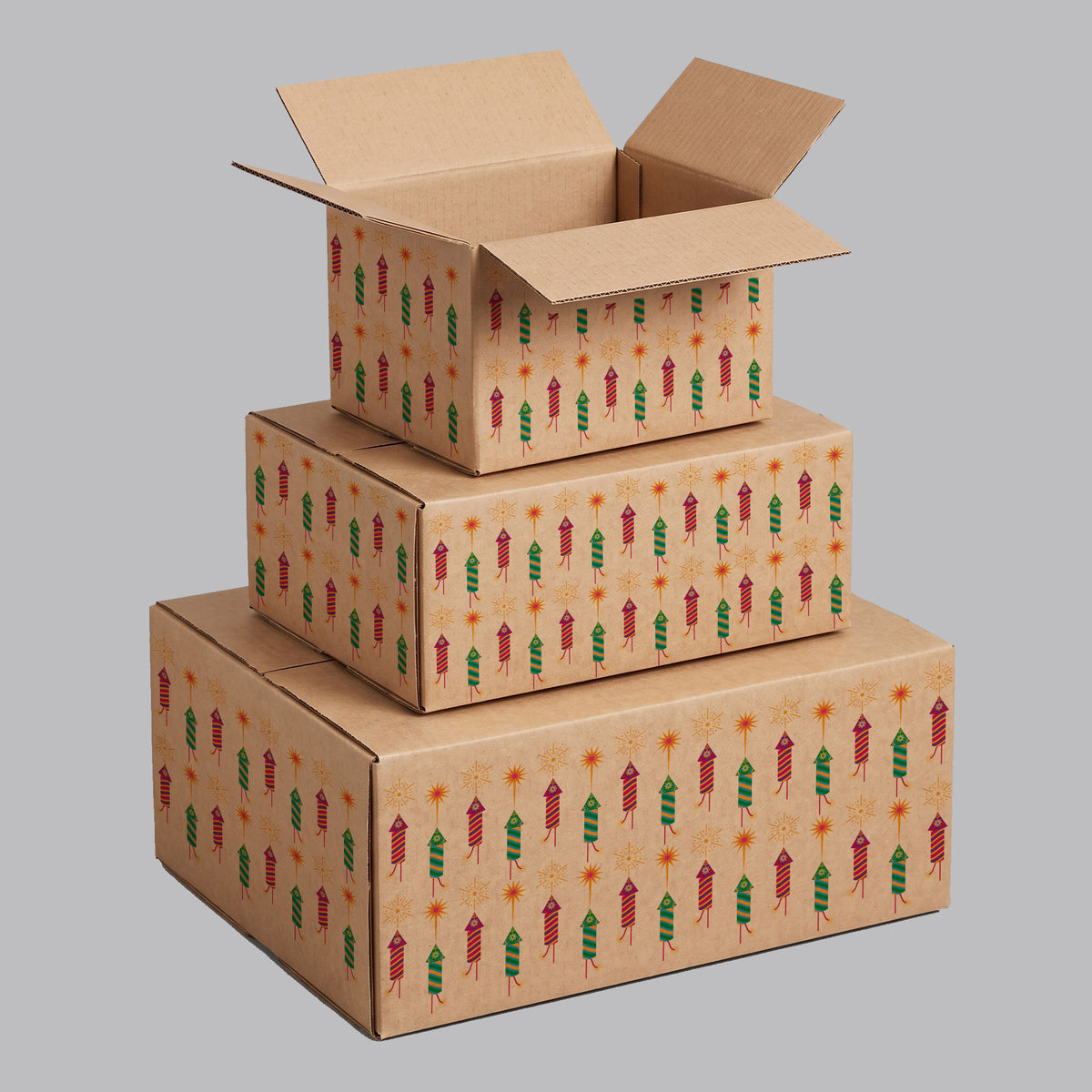 Diwali Fireworks Printed Theme Shipping Box - 1 Pack (25 Pieces)