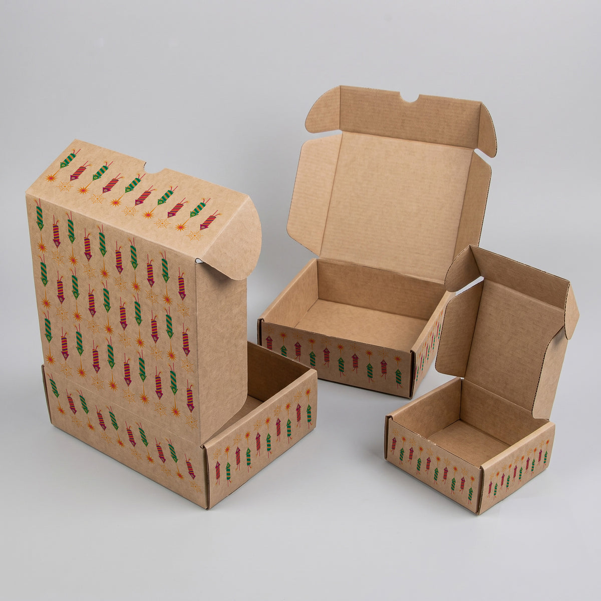Diwali Fireworks Printed Theme Mailer Box - 1 Pack (25 Pieces)