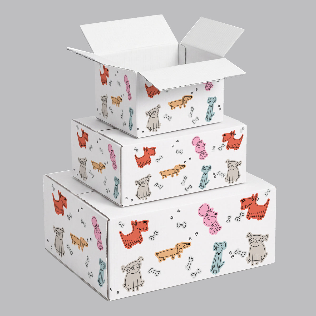 Animal Dog Illustrations Printed Theme Shipping Box - 1 Pack (25 Pieces)