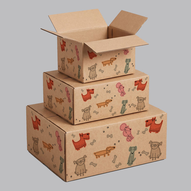 Animal Dog Illustrations Printed Theme Shipping Box - 1 Pack (25 Pieces)