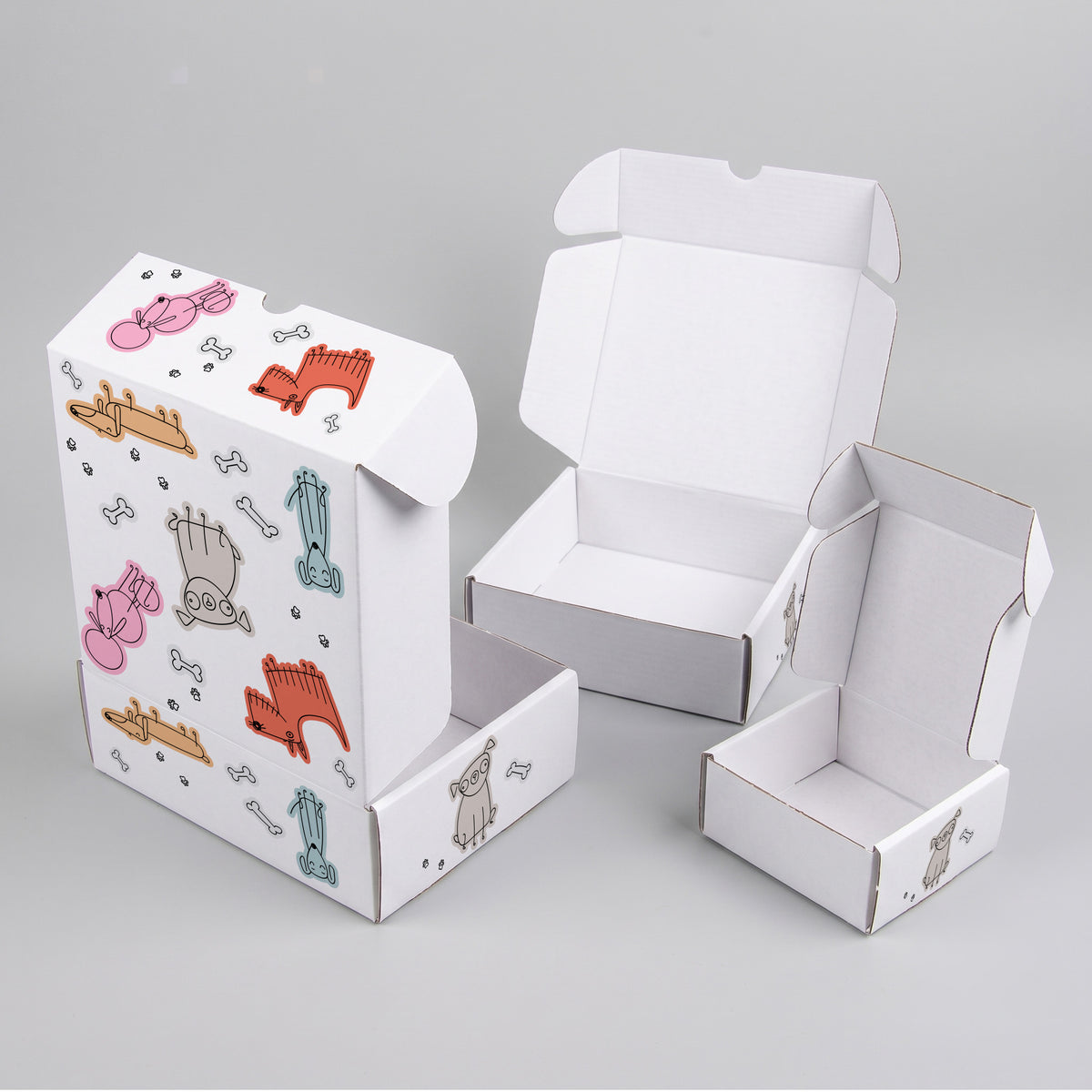 Animal Dog Illustrations  Printed Theme Mailer Box - 1 Pack (25 Pieces)