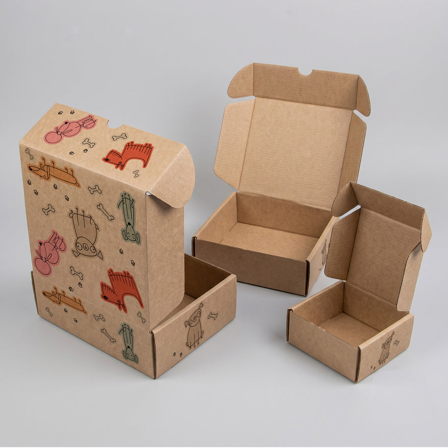 Animal Dog Illustrations  Printed Theme Mailer Box - 1 Pack (25 Pieces)